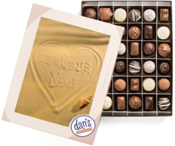 I Love You written in sand Chocolates